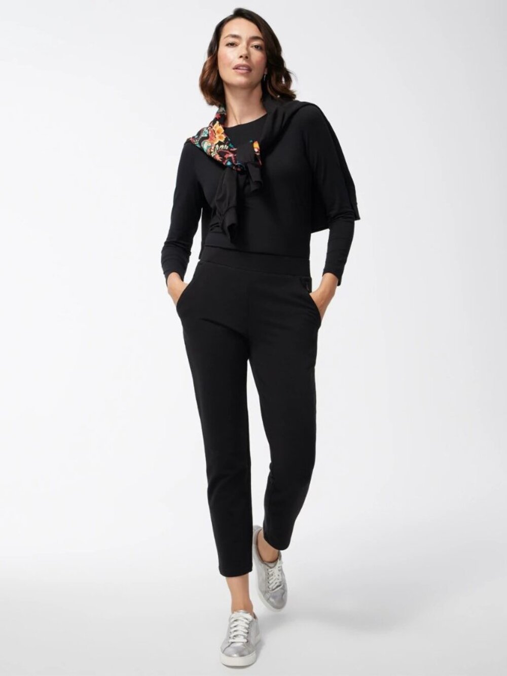 2/$30 Chico's Zenergy® French Terry Pull-On Ankle Pants High Rise Black XL A4008